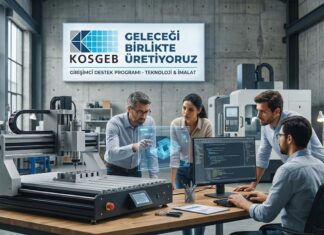 KOSGEB Girişimci Destek Programı: Başvuru Şartları ve Hibe Detayları KOSGEB Girişimci Destek Programı kapsamında modern bir atölyede CNC makinesi başında çalışan teknoloji odaklı girişimciler.